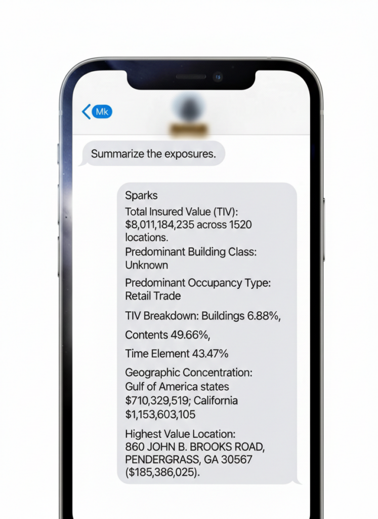 Sparks Screen showing a chat session.